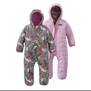 Patagonia baby reversible puff ball bunting - dancing bunnies